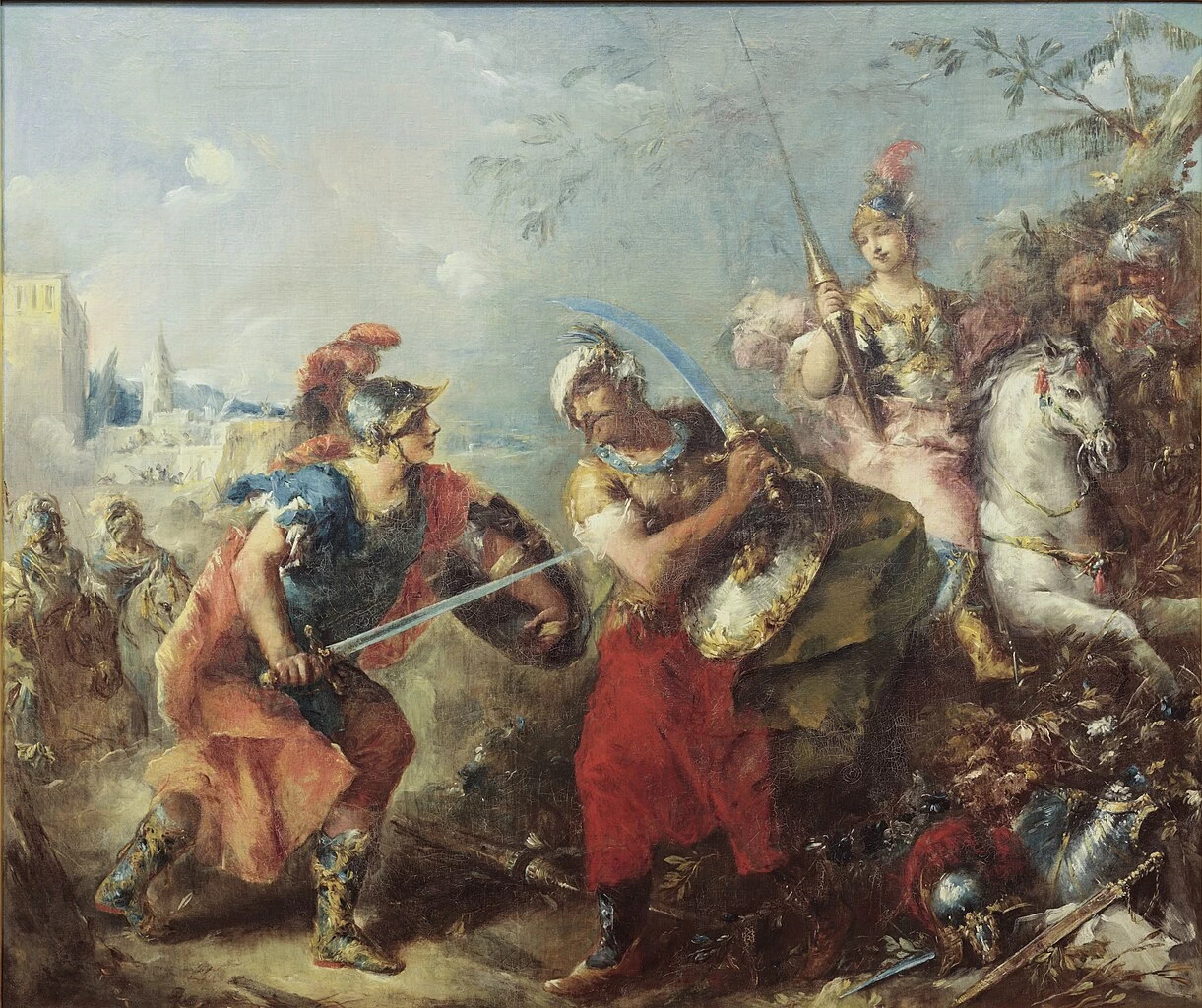 La battaglia tra Tancredi e Argante con Clorinda sullo sfondo - Statens Museum for Kunst, Copenhagen